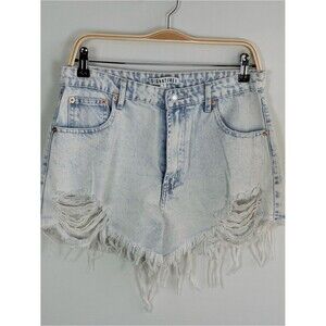 Signature 8 Distressed Denim Shorts 15.5” Waist Light Wash Frayed